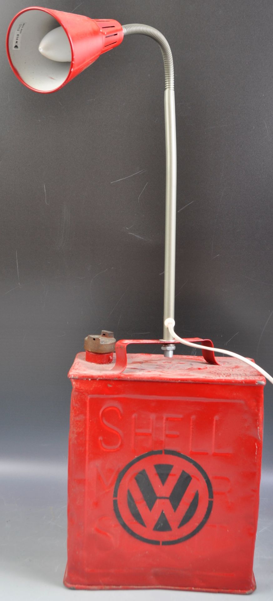VINTAGE CONVERTED OIL CAN LAMP LIGHT FINISHED IN RED