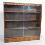 MID CENTURY CARVE OAK WOOD LIBRARY BOOKCASE CABINET