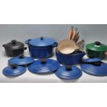 COLLECTION OF VINTAGE RETRO CAST IRON ENAMEL LE CREUSET SET