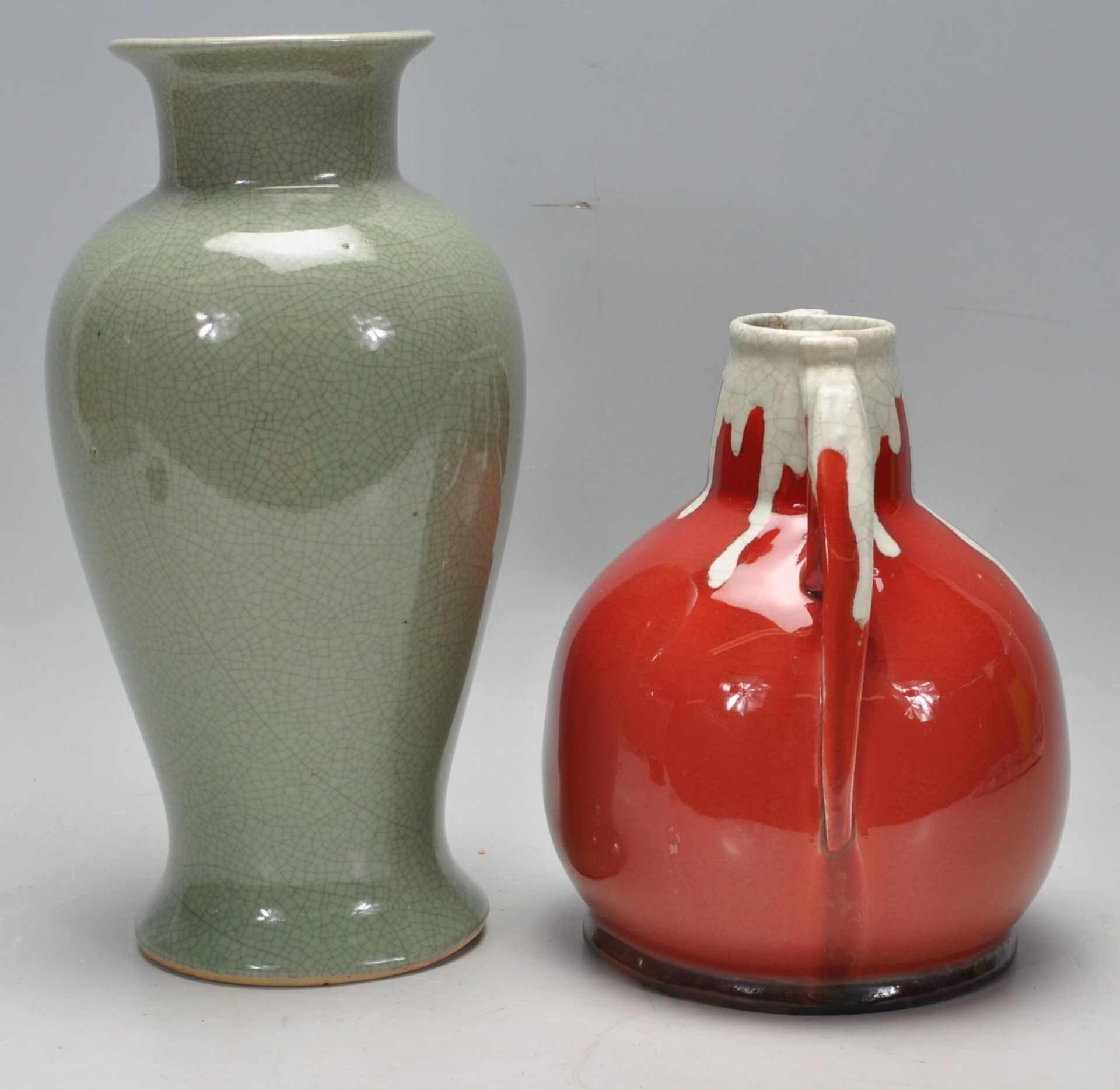 TWO VINTAGE 20TH CENTURY CRACKLE GLAZE VASES - Image 2 of 7