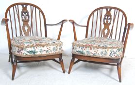 PAIR OF VINTAGE ERCOL CHAIR WITH FLEUR DE LYS PATTERN