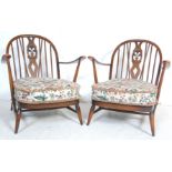 PAIR OF VINTAGE ERCOL CHAIR WITH FLEUR DE LYS PATTERN