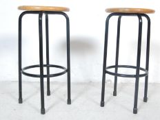 TWO VINTAGE RETRO SCIENCE LAB STOOLS