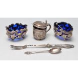 COLLECTION OF EARLY 20TH CENTURY SILVER CONDIMENTS SET