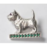 STERLING SILVER BROOCH IN THE FORM OF A YORKSHIRE TERRIER.