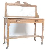 VICTORIAN 19TH CENTURY OAK & MARBLE WASHSTAND TABLE