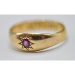 VICTORIAN 18CT GOLD RUBY GYPSY RING