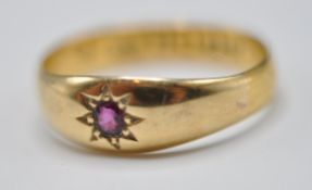 VICTORIAN 18CT GOLD RUBY GYPSY RING