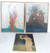 THREE 1960'S BEVERLY SKINNER OIL ON CAVAS PAINTINGS