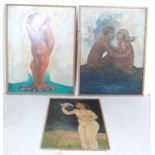 THREE 1960'S BEVERLY SKINNER OIL ON CAVAS PAINTINGS