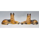 PAIR OF VINTAGE CHALK WARE ALSATIAN FIGURINES