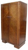 1930'S ART DECO OAK TALL BOY WARDROBE CUPBOARD