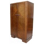 1930'S ART DECO OAK TALL BOY WARDROBE CUPBOARD