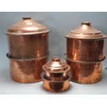 SIX VINTAGE COPPER COOKING POTS