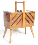 MID CENTURY TEAK WOOD METAMORPHIC SEWING BOX TABLE