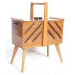 MID CENTURY TEAK WOOD METAMORPHIC SEWING BOX TABLE