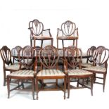 SET OF 12 DINING CHAIRS AND PEDESTAL DINNG TABLE PART HARRODS