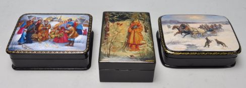 COLLECTION OF THREE LATE 20TH CENTURY VINTAGE RUSSIAN LACQUER BOXES