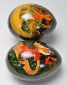 COLLECTION OF TWO LATE 20TH CENTURY VINTAGE RUSSIAN PALAKH EGGS