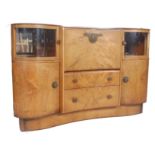 ART DECO 1950S WALNUT COCKTAIL SIDEBOARD CREDENZA