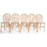 FIVE VINTAGE ERCOL STYLE WHEEL BACK DINING CHAIRS