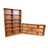 TWO VINTAGE RETRO DANISH INSPIRED TEAK WOOD OPEN WINDOW BOOKCASE