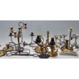 LARGE COLLECTION OF ANTIQUE STYLE AND LATER CANDLESTICKS