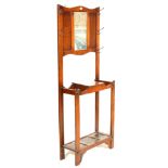 ARTS AND CRAFTS MIRROR TOP OAK HALL STAND