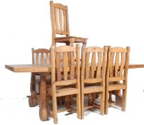LARGE & IMPRESSIVE PINE REFECTORY DINING TABLE AND CHAIRS