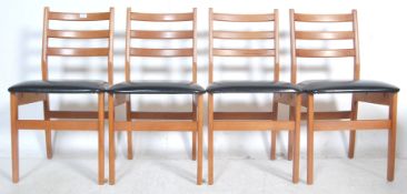 FOUR VINTAGE RETRO 20TH CENTURY TEAK WOOD FRAME DINING CHAIRS