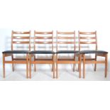 FOUR VINTAGE RETRO 20TH CENTURY TEAK WOOD FRAME DINING CHAIRS