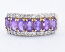 9CT GOLD AMETHYST AND DIAMOND RING