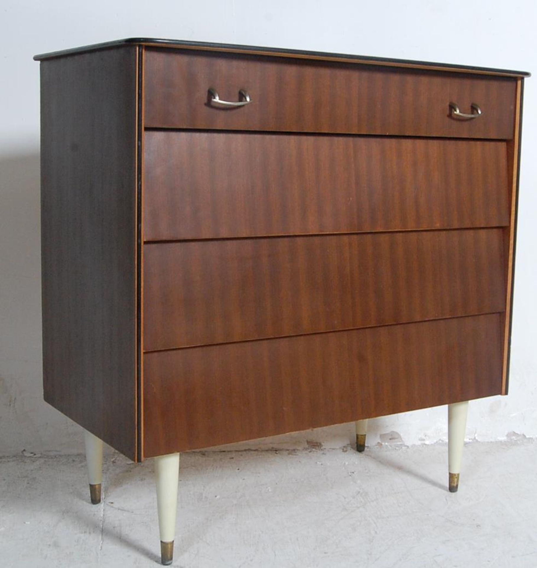 1960’S TEAK WOOD VENEER CHEST OF DRAWERS BY AVALON