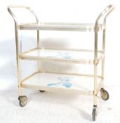 VINTAGE RETRO CIRCA 1950’S METAL TUBULAR FRAME DRINKS TROLLEY