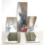 GROUP OF FIVE VINTAGE RETRO 20TH CENTURY MIRRORS