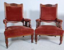 TWO VICTORIAN ART DECO FIRESIDE ARMRESTS