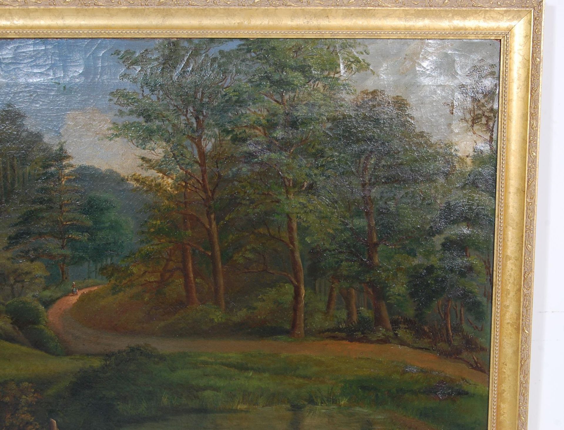 LARBE VICTORIAN GILT FRAMED OIL ON CANVAS OF A RUR - Image 2 of 5