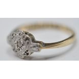 9CT GOLD, PLATINUM AND DIAMOND RING