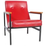 RETRO VINTAGE RED LEATHERETTE LOUNGE ARM CHAIR
