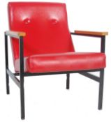 RETRO VINTAGE RED LEATHERETTE LOUNGE ARM CHAIR