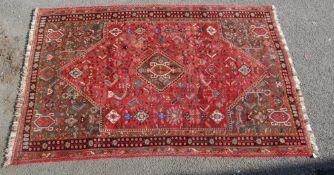 MID 20TH CENTURY PERSIAN AFGHAN QASHQAI WOOL CARPET RUG