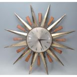 VINTAGE METAMEC SUNBURST WALL CLOCK