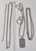 COLLECTION OF SILVER STAMPED 925 NECKLACES AND ONE BRACELET.