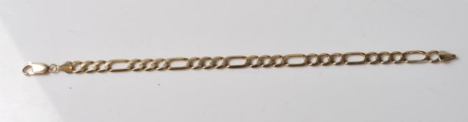 9CT GOLD FIGARO LINK BRACELET CHAIN