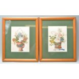 TWO EARLY 20TH CENTURY CHINESE SILK STILL LIFE PAINTINGS OF FLOWERS