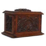 19TH CENTURY VICTORIAN CARVED OAK BOX CADDY CHEST