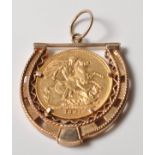 1891 22 CT GOLD SOVEREIGN SET WITH A 9CT GOLD PENDANT