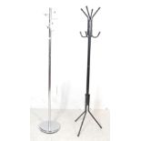 TWO LATE 20TH CENTURY METAL COAT STANDS