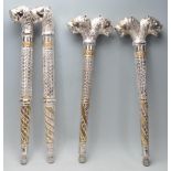 COLLECTION OF TRIBAL STYLE METAL CEREMONIAL STAFF