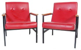 TWO VINTAGE RETRO EASY CHAIRS / ARMCHAIRS -TUBULAR FURNITURE